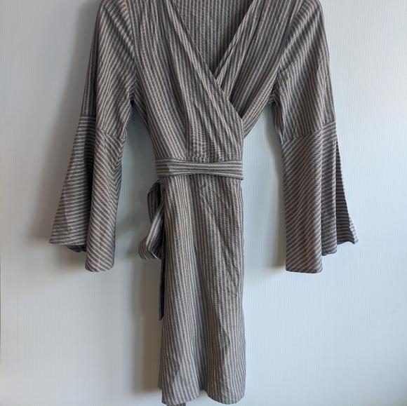Ecote Striped Bell-Sleeve Striped Wrap Dress Size S - Picture 2 of 7